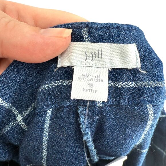 J. Jill Cropped Wide Leg Pants 18P PETITE Blue High Rise Windowpane Check Knit - Picture 9 of 14